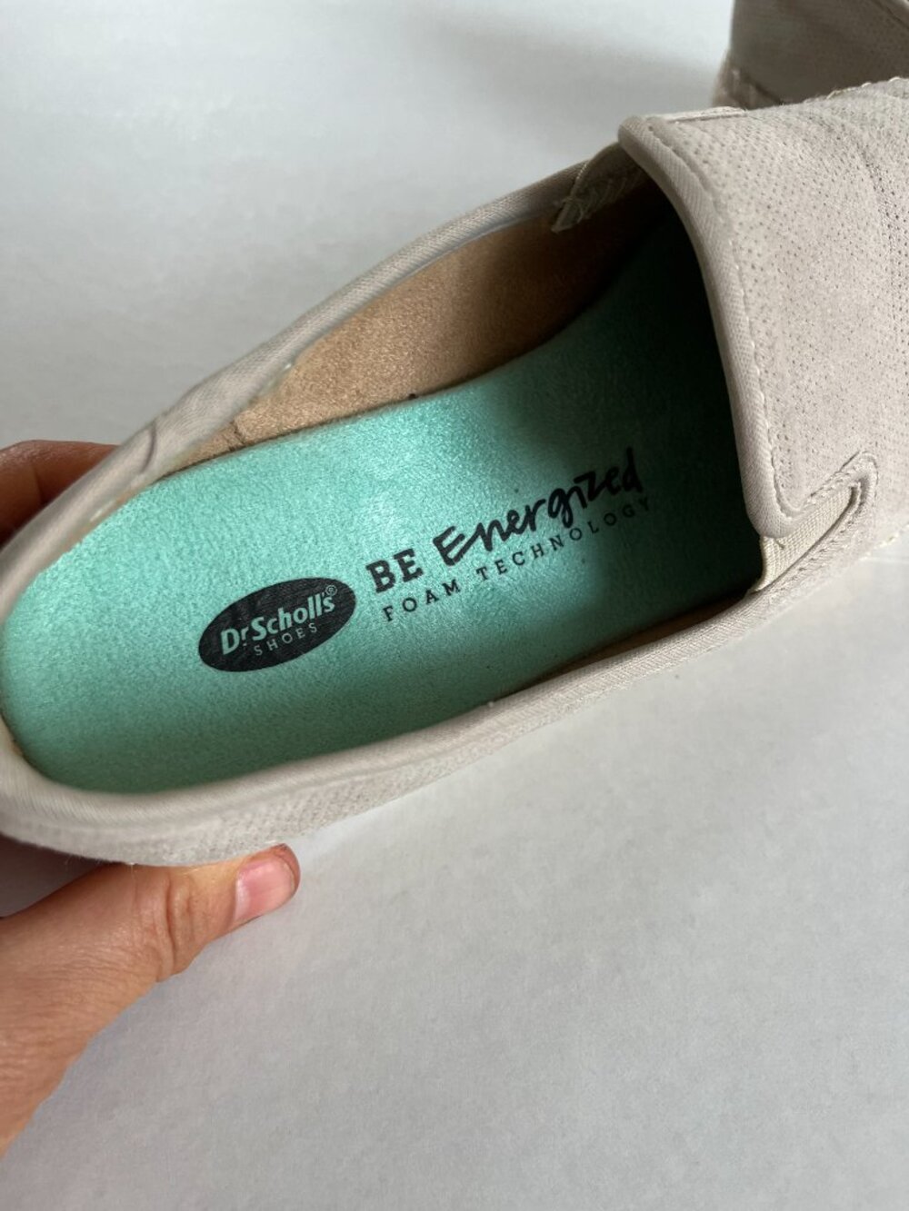 Dr. Scholl's Sz 8 Beige Slip On Far Out Oyster Espadrille Loafers Micro Suede Sh - Picture 7 of 8